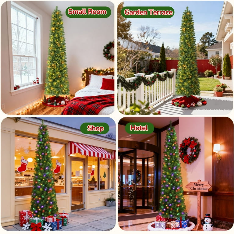 iFanze 7.5FT Slim Christmas Tree with 200 LEDs, Non-Plastic