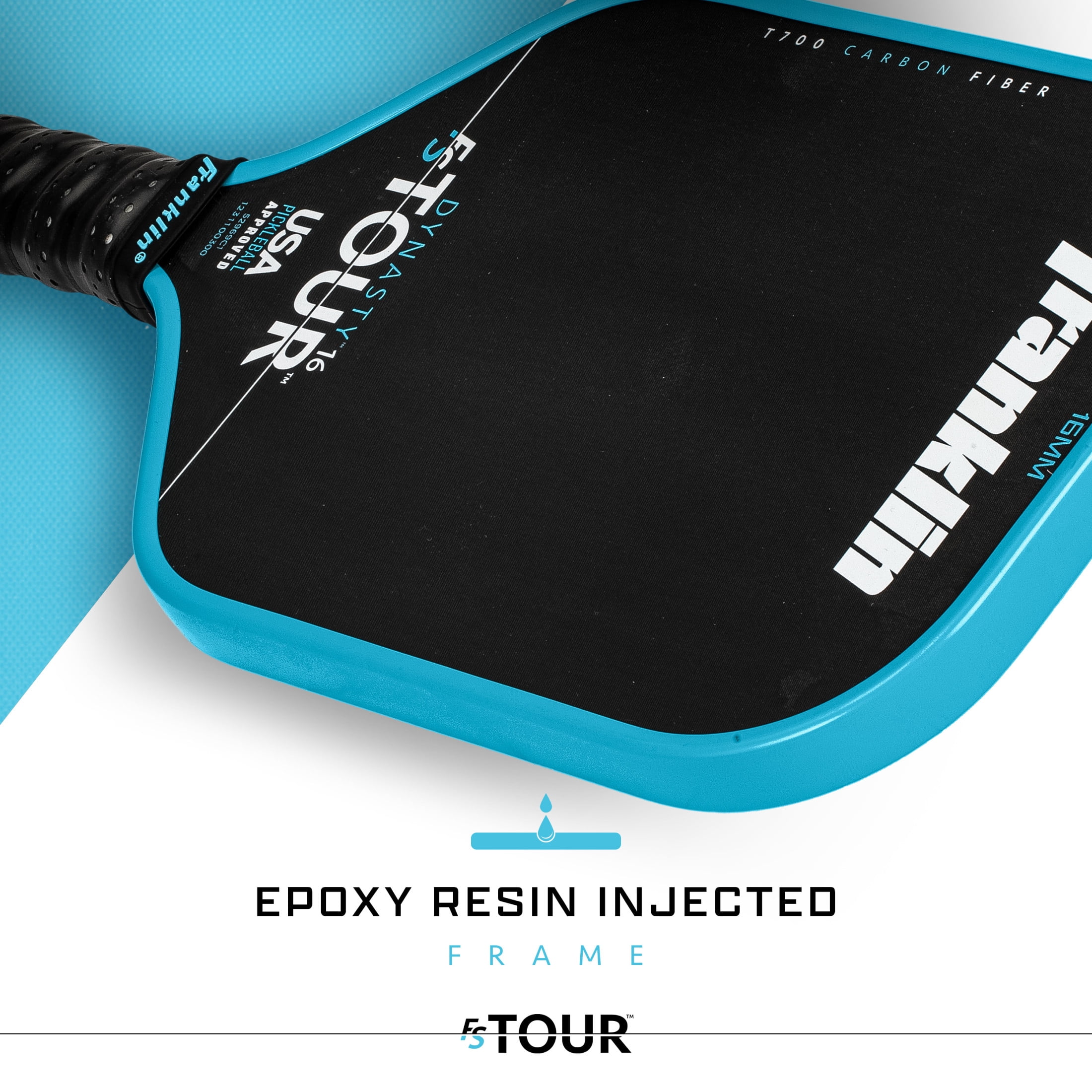 Franklin Sports Pro Pickleball Paddles - FS Tour Series Carbon Fiber Pickleball Paddles - Official USA Pickleball (USAPA) Approved Paddles - Dynasty Pro Player Paddle - 16mm Polymer Core - Blue
