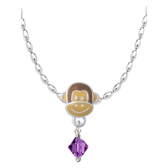 Delight Jewelry February - Purple Crystal Bicone Mia Monkey Charm Necklace