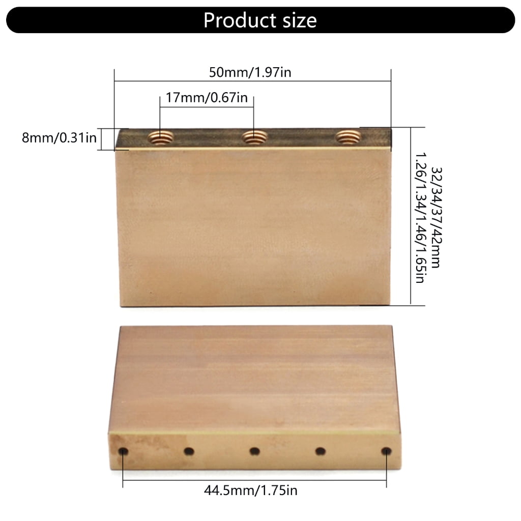 WINDLAND Solid Brass Tremolo Block for Floyd Rose Style Locking Tremolo Bridge Electric Guitar, 32/34/37/42mm Tall Tremolo Block