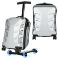 thumbnail image 3 of Advwin Scooter Suitcase for Kids & Adults, 3-D Hardshell Ride On Scooter Luggage with LED Light Up Wheels, TSA Lock, Lightweight Foldable Carry On Rideable Suitcase for Children Teenagers, Silver, 3 of 10