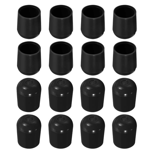 Protectores de patas de silla, 16 piezas de 3/4" - Tapas redondas de patas de silla de plástico, cubiertas antideslizantes para muebles (negro)