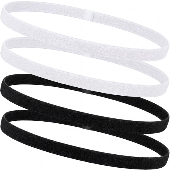 TELOLY 4 Pcs Elastic Sports Headbands, Thick Non-Slip Silicone Grip Sweatbands for Men Women, Breathable Hair Bands Ideal for Yoga Fitness Sports Wear Sports Headband