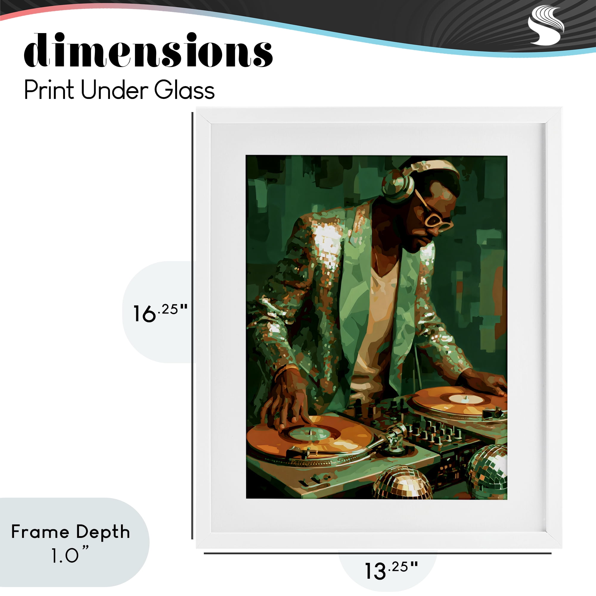 Stupell Industries Green Disco DJ Music White Framed Print Under Glass, design by Franklyn Gregory