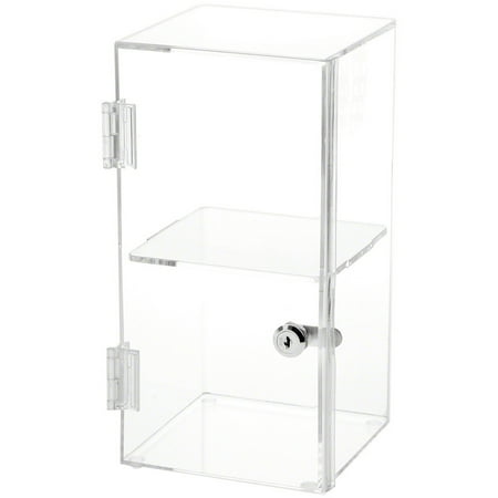 Plymor Clear Acrylic Square Locking Display Case, 1 Shelf, 12" H x 6" W x 6" D