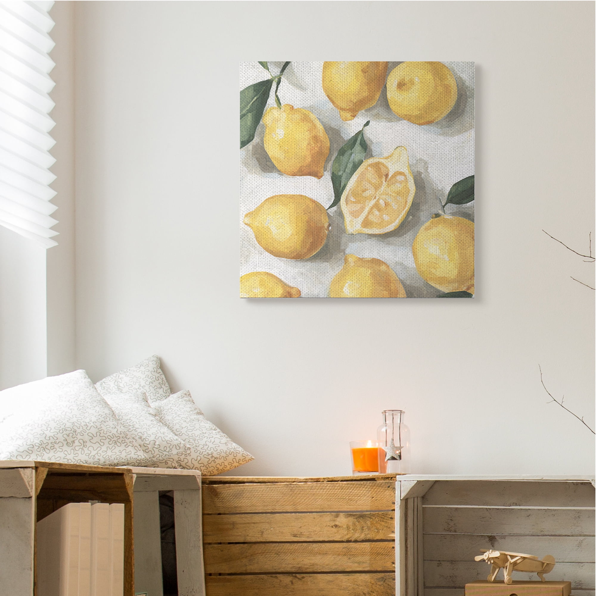 Stupell Industries Soft Yellow Citrus Lemon Pile Over White Food & Beverage Painting Gallery Wrapped Canvas Art Print Wall Art, 30 x 30