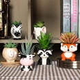 thumbnail image 2 of 6 Pieces Cute Animal Succulent Planter Pot with Drainage Hole, Cartoon Cow Elephant Ceramic Flower Plant Pot Tiny Flower Planter Cactus Container Indoor Outdoor Office Home Decor, 2 of 5