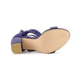 thumbnail image 5 of BLISSFUL STEP Women's Faux Velvet Lace Up Block Heel Strappy Sandals Purple (Size 8.5), 5 of 8