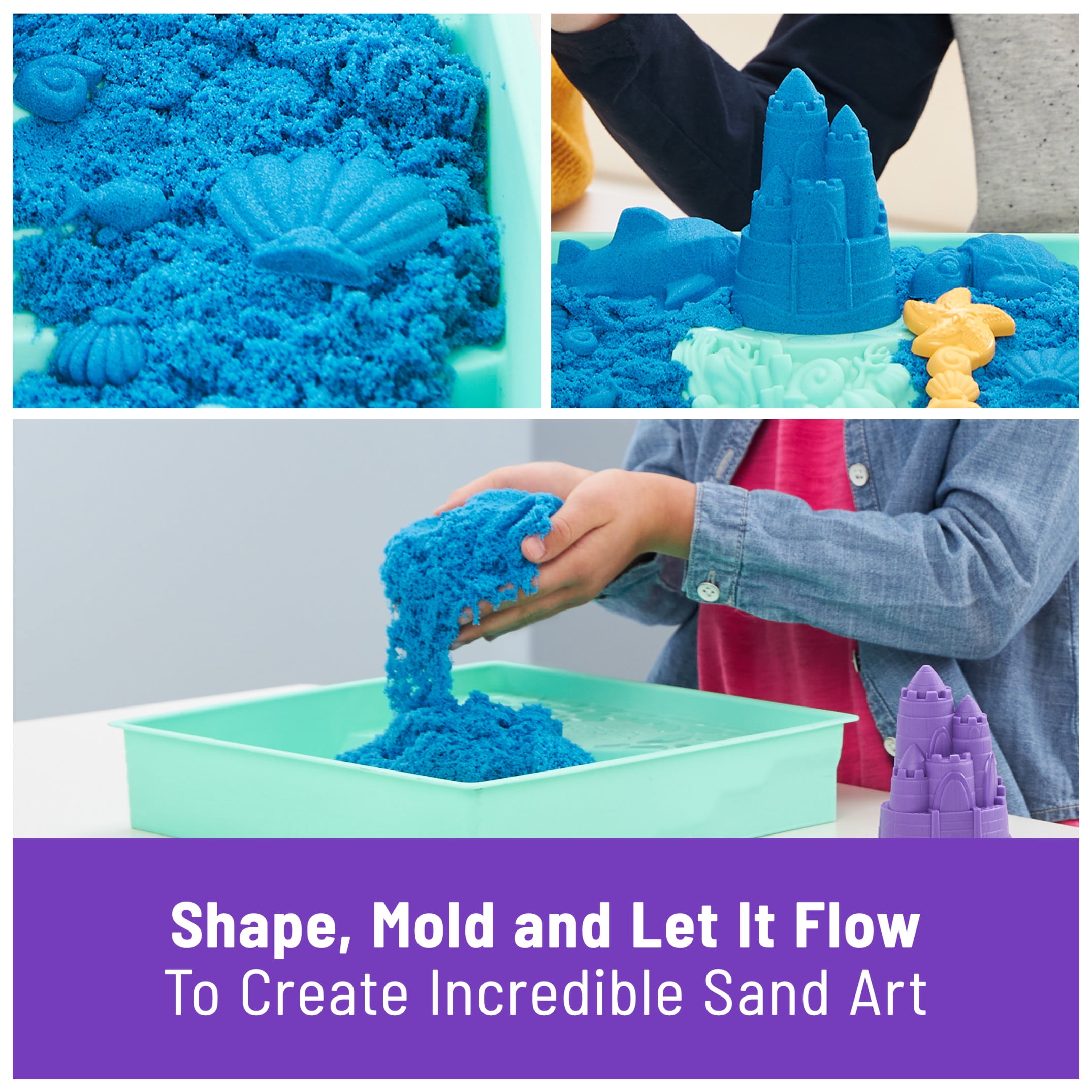 Kinetic Sand Sandbox Set with Blue Sand Tools Storage Walmart