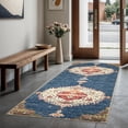 thumbnail image 4 of GLN Rugs Anatolium - Indoor, Machine Washable Area Rug 2'6"x6'6" Turkish Blue Home Carpet, All Ages, 4 of 8