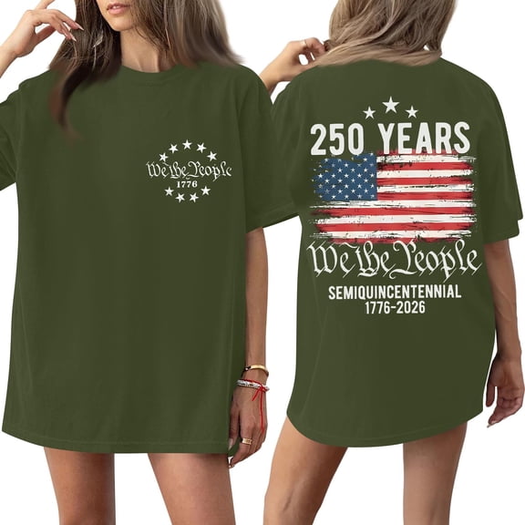 Women's 250th Anniversary USA Shirt Independence Day Top 4th of July Shirts America 250 Merchandise Flag Graphic Casual Tee