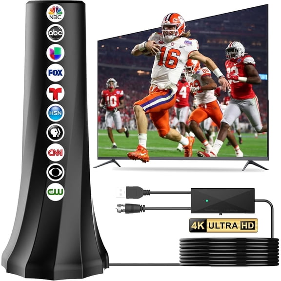 TV Antenna Indoor,Antenna for Smart TV 2500 Miles Range,HDTV Antennas for Local Channels 360° Signal Booster Reception,Portable Antenna Indoor Outdoor Support 8K 4K 1080p All TVs-25FT Coax Cable