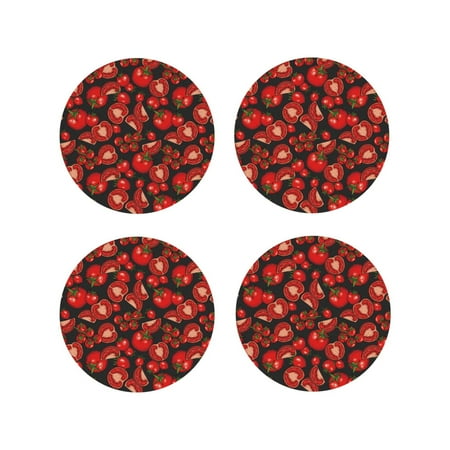 

Tideii Tomato for Leather Coasters 4 Pieces Anti-fouling and Anti-scalding Decorative Coasters Suitable for Restaurants Kitchens Coffee Shops-Round Shape