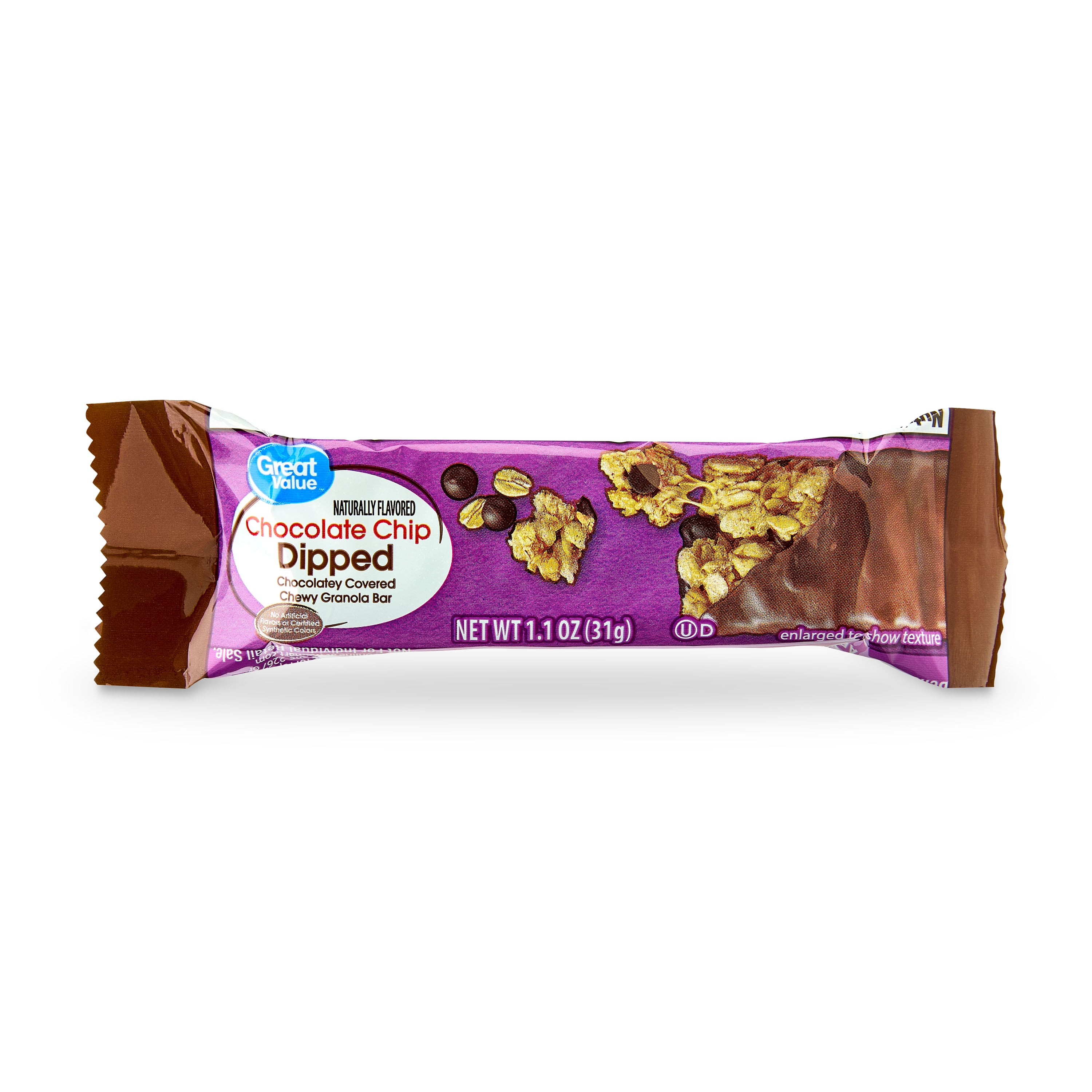 Great Value Chocolate Chip Dipped Chewy Granola Bars, 1.1 oz Paper Box, 20 Count