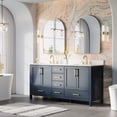 thumbnail image 2 of ANGELES HOME 72-in Double Sink Bathroom Vanity with White Cultured Marble Countertop, Freestanding Solid Wood Vanity with 4 Soft-Close Doors and 6 Drawers, Navy Blue, 2 of 7