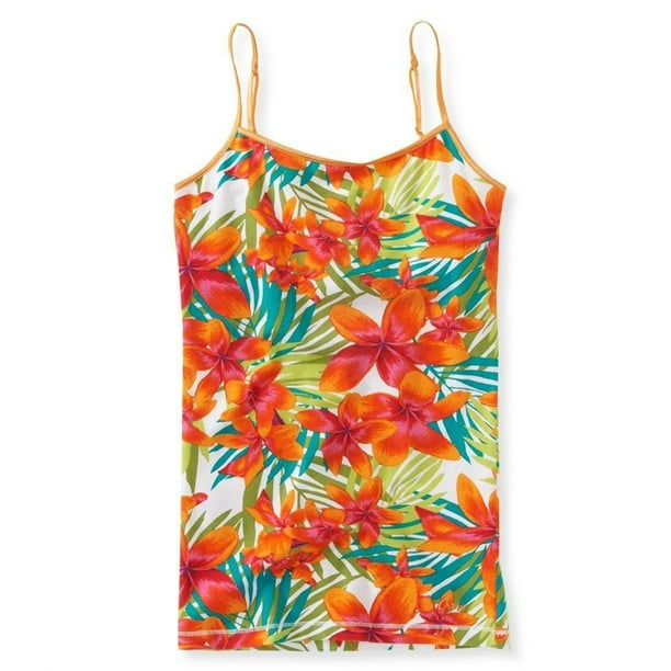 Aeropostale Tropical Stretch Cami Tank Top para mujer, naranja, grande Aeropostale Cami