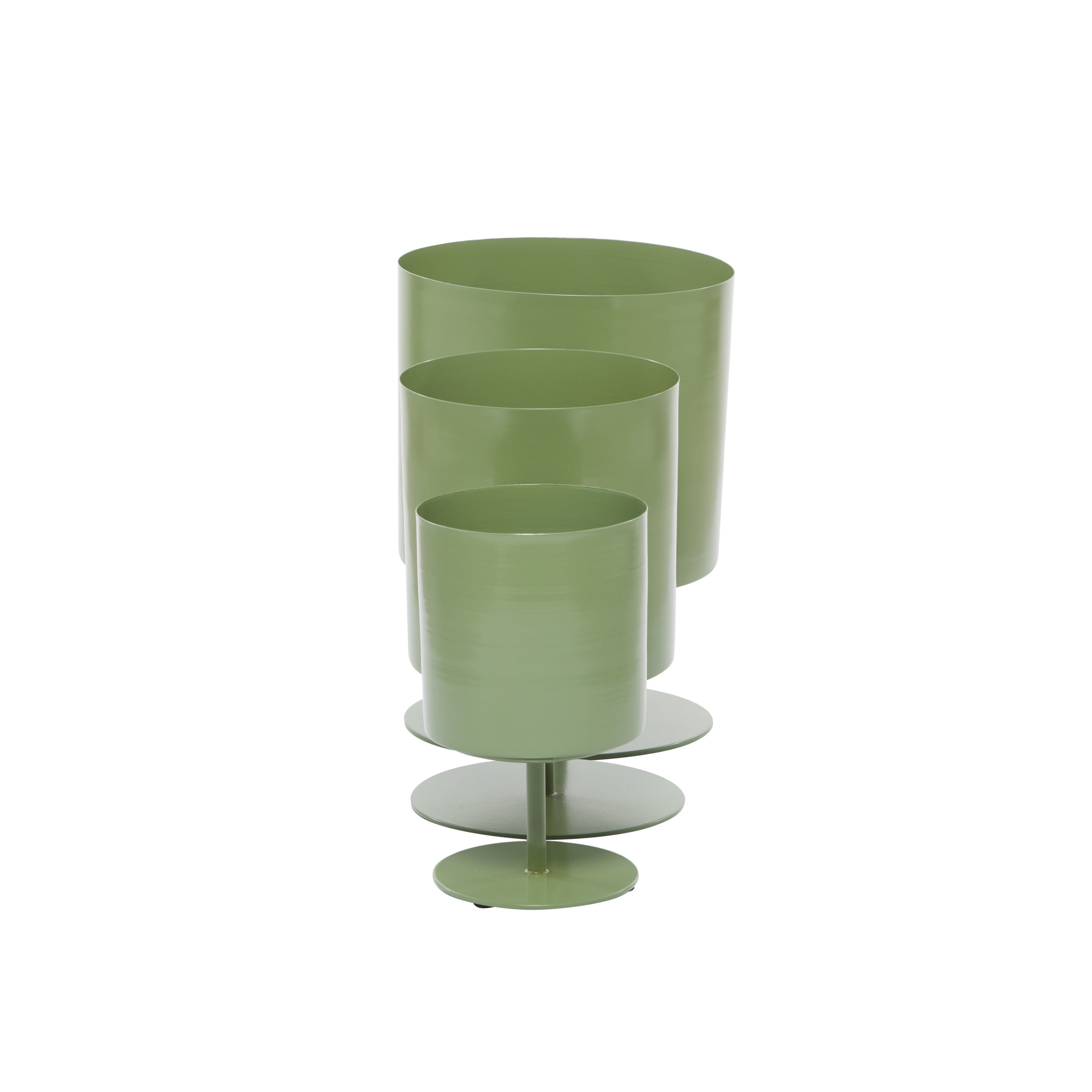 DecMode 14", 13", 10"H Green Metal Planter (3 Count)