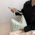 thumbnail image 5 of Bolso de mano de pana suave a cuadros para debajo del brazo, moderno, sencillo, de color liso, color verde, 5 of 5