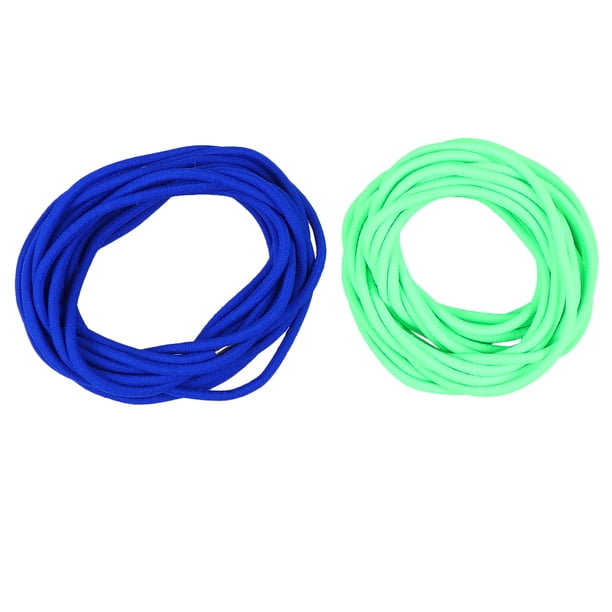 2 piezas de cuerdas de saltar para niños, juguetes para estudiantes, bandas elásticas de salto, divertido juguete para saltar con banda de goma para la escuela al aire libre (5 metros, verde + azul)