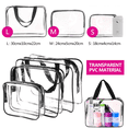 thumbnail image 3 of Juego de 3 bolsas de maquillaje para cosméticos, PVC transparente impermeable con asa de cremallera, bolsa de equipaje de viaje portátil, color negro, 3 of 8