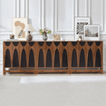 thumbnail image 3 of LEFHDA Black Geometric Pattern Design Sideboard Buffet Cabinet, Kitchen Storage Cabinet, 31.5" Accent Cabinet for Living Room, Kitchen, Dining Room, Entryway, Walnut Set of 2, 3 of 8