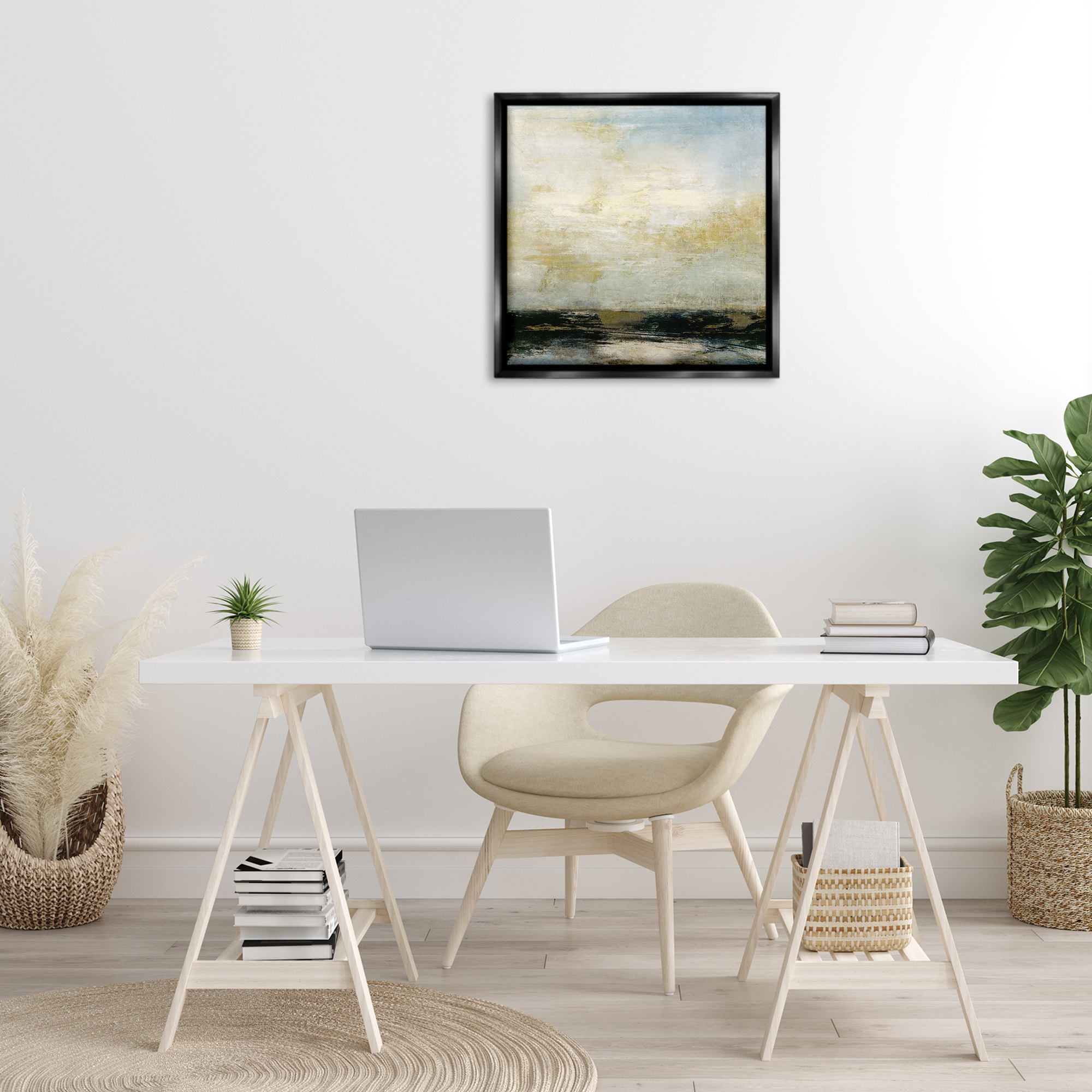 Stupell Industries Abstract Paint Streak Landscape Landscape Painting Black Floater Framed Canvas Art Print Wall Art, 25 x 25