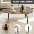 thumbnail image 5 of Modern Mango Tabletop Coffee Table,  Oval End Table with Wooden Top Board and Metal Legs, Curved Capsule Centre Coffee Table ,for Living Room, Bedroom, Office, Apartment, Easy to Assemble, Walnut, 5 of 6