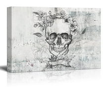 wall26 - Canvas Print Wall Art - Day of The Dead (Dia De Los Muertos) Themed Skull and Flowers - Gallery Wrap Modern Home Art | Ready to Hang - 16x24 inches