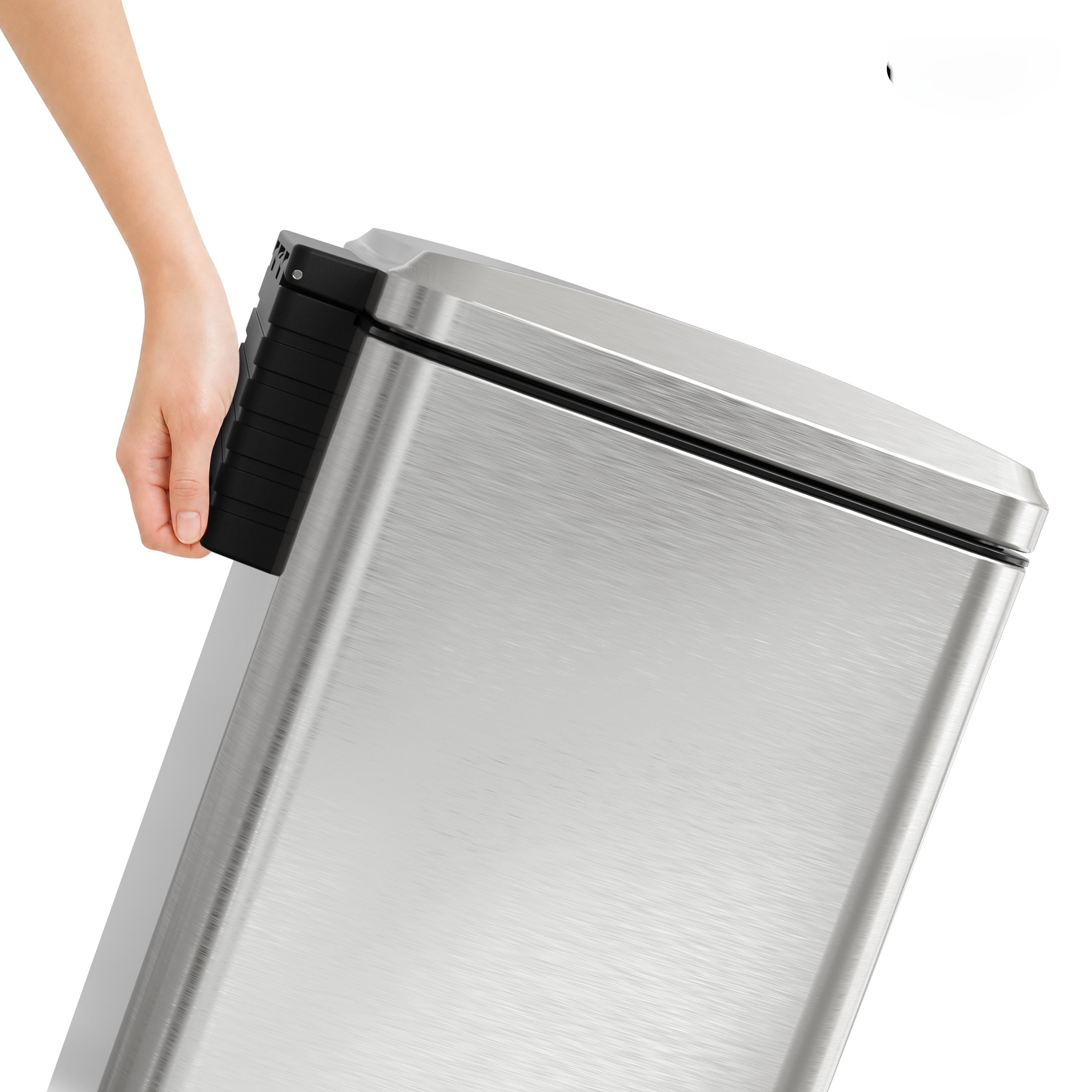 17 Gallons Pedal Trash Can with Soft Close Lid, Removable Inner Bucket & Detachable Wheels, Odor Control Slot for Kitchen Home, Brushed Nickel