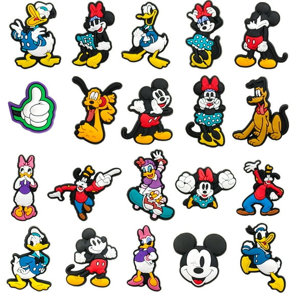 20 Pcs Mickey  Minnie Cartoon PVC Shoe Charms for Clog Sandals, Cute Shoes Decoration Charms for Teen Adults Party Gifts