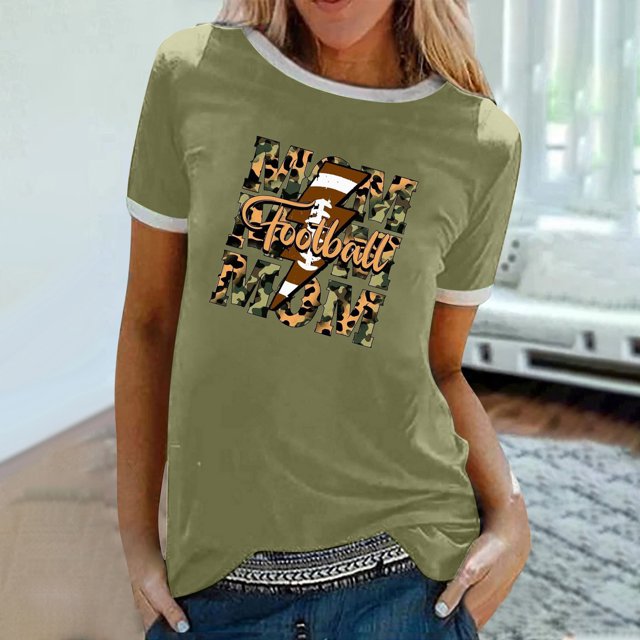 Fiudx Camisetas para Mujer Blusa Holgada de Manga Corta con Cuello Redondo y Manga Abombada para Mujer
