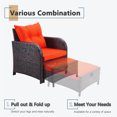 thumbnail image 6 of 5 Pieces Outdoor Patio Chairs with Ottomans, PE Wicker Rattan Outdoor Furniture w/Footstool Sets, Front Porch Furniture Set, Wicker Patio Conversation Sets for Garden Lawn Balcony, Orange, 6 of 7