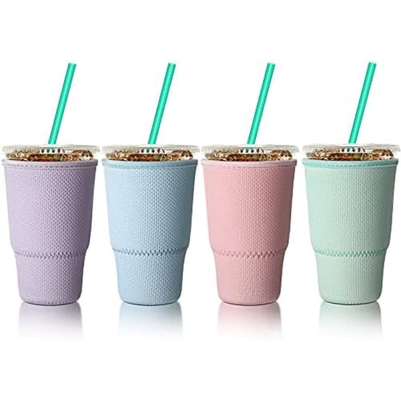 4 Pieces Reusable Coffee Sleeves Cup Insulator Bottle Sleeves for Iced Coffee Cold Drinks Beverages,Fits 30-32 oz Large Cups$$Home Decor, Kitchen, & Other