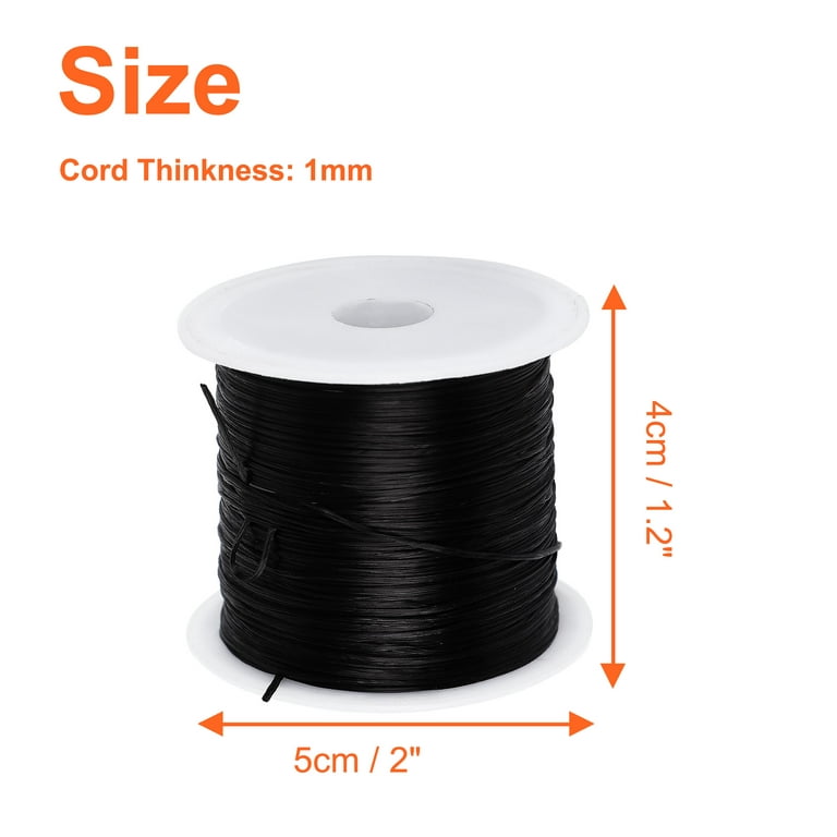 1mm Elastic Cord for Jewelry Making, 397 FT Black and Clear Elastic String  Stretchy String for Bracelets Making, with Beaded Needle and Scissors