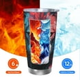 thumbnail image 6 of Fotbe Red Flame Wolf Head Pattern 20 oz Tumbler Stainless Steel Vacuum Insulated Coffee Ice Cup Double Wall Travel Flask Leak-proof Coffee Cup-Straw Three-piece Set, 6 of 8