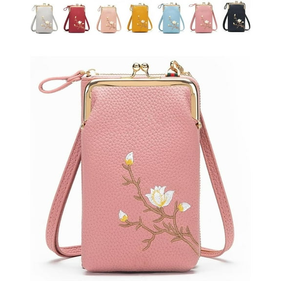 Forever Savour Women Sling Cross-Body Wallet with Phone Holder - Convenient Mini Leather Crossbody Bag, RFID Blocking & Card Slots for Travel