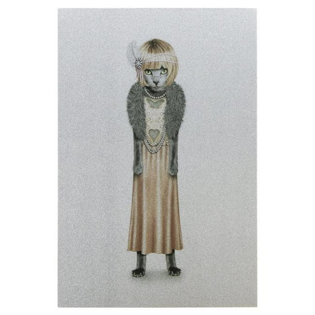 Art Empire Direct EGLS-PR016F-3624 36 x 24 Po Animaux de Compagnie Rock Marguerite Paillettes Chat Graphique Haute Résolution Art Imprimé sur Toile Enveloppé Mur Art