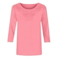 thumbnail image 5 of ZyeKqe 3/4 Sleeve T Shirts for Women Round Neck Summer Tops Solid Color Casual Comfy Tees, 5 of 5