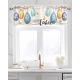 thumbnail image 2 of Easter Eggs Linen Curtain Valance for Bedroom/Bathroom/Kitchen/Office/Living/Dining Room Windows,Colorful Flower Spring Summer Seasonal Holiday Pocket Topper Drapes Decorative Cafe Drapery 54x18, 2 of 6