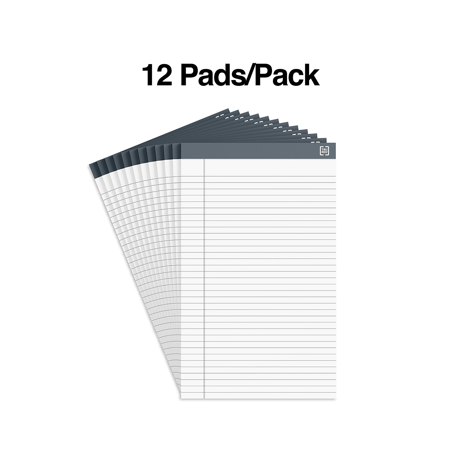 Staples TRU RED Notepads 8.5" x 14" Wide Ruled White 50 Sheets/Pad 12 Pads/Pack TR57372