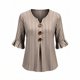 thumbnail image 4 of Neewe Striped Shirts for Women Button 3/4 Sleeve Tops Round Neck Button Blouses Dressy Daily Outfits, 4 of 5