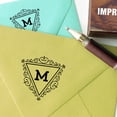 thumbnail image 3 of Printtoo Triangle Swirl Border Letter M Inital Uppercase Monogram Wood Mounted Rubber Stamp, 3 of 4