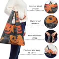 thumbnail image 5 of 5 Pack Foldable Shopping Bag,Halloween Black Cats and Pumpkins Pattern Reusable Grocery Bags with Pockets,Large Reusable Tote Bags with Handles Waterproof & Lightweight, 5 of 6