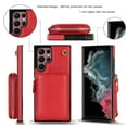 thumbnail image 5 of SaniMore for Samsung Galaxy S23 Ultra 6.8" 2023 Case with Back Zipper Wallet Flip Kicktsand Crossbody Shoulder Strap Retro PU Leather Wear-resistant Shockproof Anti-drop Cover for Girls Women, Red, 5 of 9