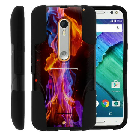 Motorola Moto X Style and Moto X Pure STRIKE IMPACT Dual Layered Shock Resistant Case with Built-In Kickstand by Miniturtle® - Flames (Best Moto X Pure Designs)