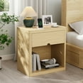 thumbnail image 3 of IDEALSOUL Nightstand with Charging Station, 24inch Bedside Table with Curved Top Corners, Crescent Shaped Buckle, Wooden End Table for Bedroom Living Room (1pcs, Wood color), 3 of 12