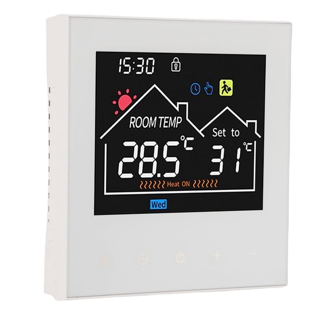 LCD Display Thermostat, Smart Thermostat Touchscreen Programmable Color, Temperature Controller for Water Heating, Includes With High Definition Display, Memory