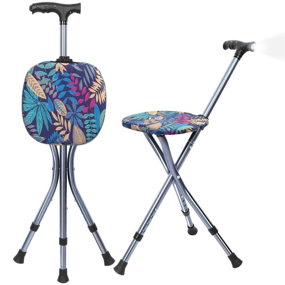 Bastón con Asiento Plegable Lefeke Ligero con LED Ajustable