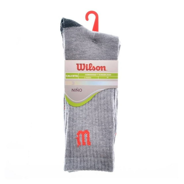 Calcetas Wilson para Hombre, 3 Pares Gris Talla M