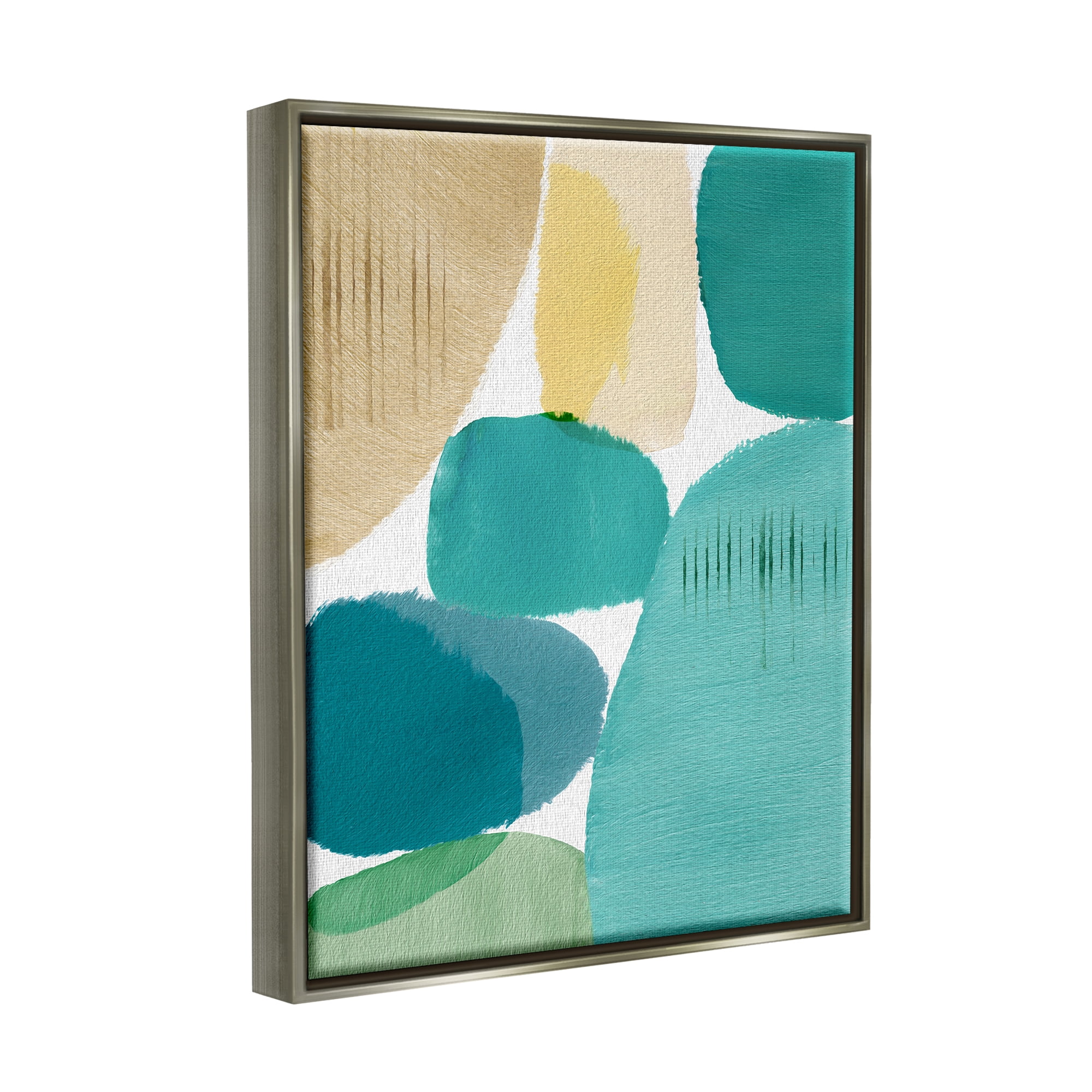 Stupell Industries Contemporary Circles Painting Abstract Painting Gray Floater Framed Canvas Art Print Wall Art, 25 x 31